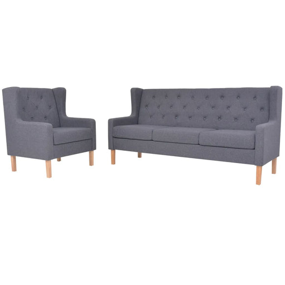 NNEVL Sofa Set 2 Pieces Fabric Grey