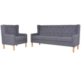 NNEVL Sofa Set 2 Pieces Fabric Grey
