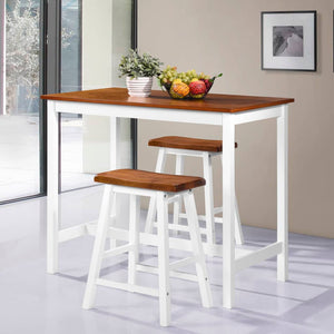 NNEVL Bar Table and Stool Set 3 Pieces Solid Wood