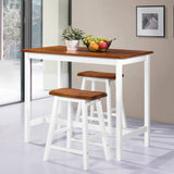 NNEVL Bar Table and Stool Set 3 Pieces Solid Wood