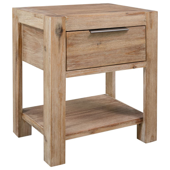 NNEVL Nightstand with Drawer 40x30x48 cm Solid Acacia Wood