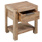NNEVL Nightstand with Drawer 40x30x48 cm Solid Acacia Wood