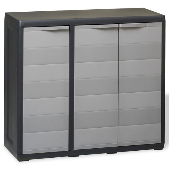 NNEVL Garden Storage Cabinet with 2 Shelves Black and Grey