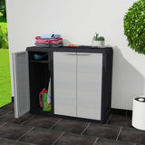 NNEVL Garden Storage Cabinet with 2 Shelves Black and Grey