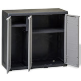 NNEVL Garden Storage Cabinet with 2 Shelves Black and Grey