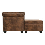NNEVL L-shaped Chesterfield Sofa Artificial Suede Leather Brown