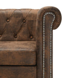 NNEVL L-shaped Chesterfield Sofa Artificial Suede Leather Brown