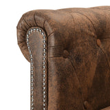 NNEVL L-shaped Chesterfield Sofa Artificial Suede Leather Brown