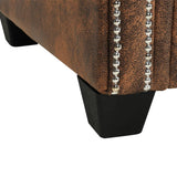 NNEVL L-shaped Chesterfield Sofa Artificial Suede Leather Brown