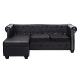 NNEVL L-shaped Chesterfield Sofa Artificial Leather Black