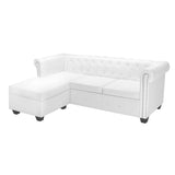 NNEVL L-shaped Chesterfield Sofa Artificial Leather White
