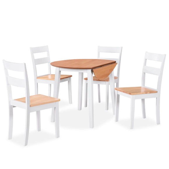 NNEVL Dining Set 5 Pieces MDF and Rubberwood White
