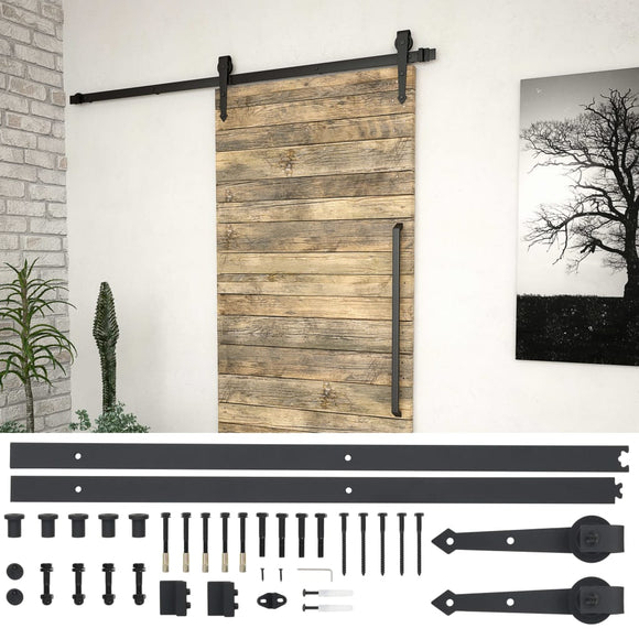 NNEVL Sliding Door Hardware Kit 183 cm Steel Black