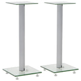 NNEVL Speaker Stands 2 pcs Tempered Glass 1 Pillar Design Silver