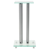 NNEVL Speaker Stands 2 pcs Tempered Glass 2 Pillars Design Silver