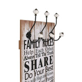 NNEVL Wall-mounted Coat Rack with 6 Hooks 120x40 cm FAMILY RULES