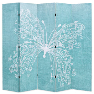 NNEVL Folding Room Divider 200x180 cm Butterfly Blue