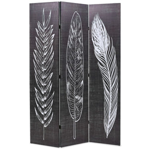 NNEVL Folding Room Divider 120x170 cm Feathers Black and White
