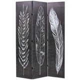 NNEVL Folding Room Divider 120x170 cm Feathers Black and White
