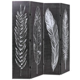 NNEVL Folding Room Divider 160x170 cm Feathers Black and White