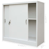 NNEVL Office Cabinet with Sliding Doors Metal 90x40x90 cm Grey