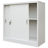 NNEVL Office Cabinet with Sliding Doors Metal 90x40x90 cm Grey