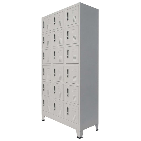 NNEVL Locker Cabinet with 18 Compartments Metal 90x40x180 cm