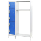 NNEVL Locker Cabinet with Coat Rack Blue and Grey 110x45x180 cm Metal