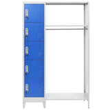 NNEVL Locker Cabinet with Coat Rack Blue and Grey 110x45x180 cm Metal