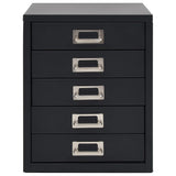NNEVL Filing Cabinet with 5 Drawers Metal 28x35x35 cm Black