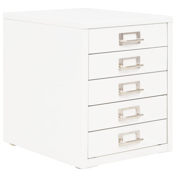 NNEVL Filing Cabinet with 5 Drawers Metal 28x35x35 cm White