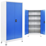 NNEVL Office Cabinet Metal 90x40x180 cm Grey and Blue