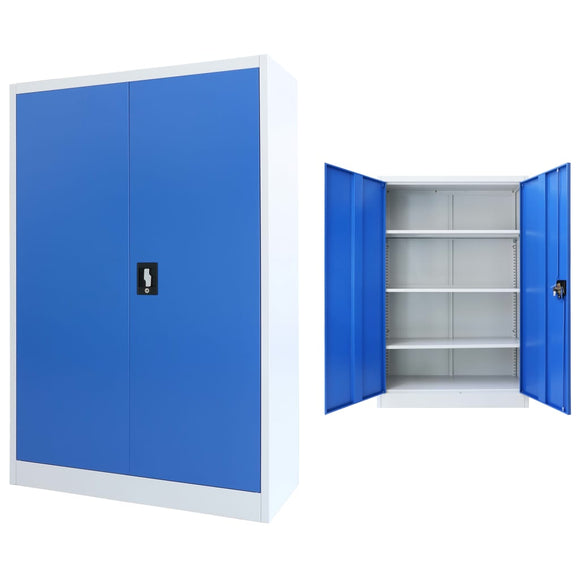 NNEVL Office Cabinet Metal 90x40x140 cm Grey and Blue
