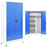 NNEVL Locker Cabinet with 2 Doors Metal 90x40x180 cm Grey and Blue