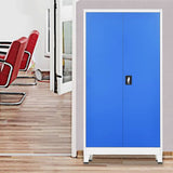 NNEVL Locker Cabinet with 2 Doors Metal 90x40x180 cm Grey and Blue