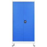 NNEVL Locker Cabinet with 2 Doors Metal 90x40x180 cm Grey and Blue
