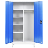 NNEVL Locker Cabinet with 2 Doors Metal 90x40x180 cm Grey and Blue