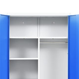 NNEVL Locker Cabinet with 2 Doors Metal 90x40x180 cm Grey and Blue