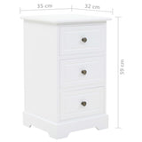 NNEVL Bedside Cabinet MDF and Pinewood 35x32x59 cm