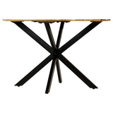 NNEVL Dining Table Solid Rough Mango Wood and Steel 120x77 cm