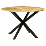 NNEVL Dining Table Solid Rough Mango Wood and Steel 120x77 cm