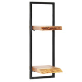 NNEVL Wall Shelf Set 5 Pieces Solid Acacia Wood and Steel
