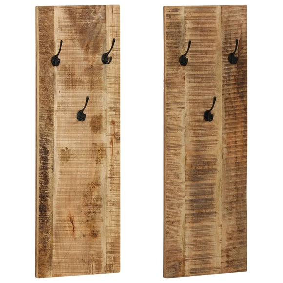 NNEVL Wall-mounted Coat Racks 2 pcs Solid Mango Wood 36x110x3 cm