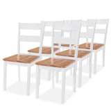 NNEVL Dining Chairs 6 pcs White Solid Rubber Wood
