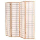 NNEVL Folding 4-Panel Room Divider Japanese Style 160x170 cm Natural