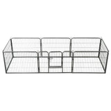 NNEVL Dog Playpen 8 Panels Steel 80x60 cm Black