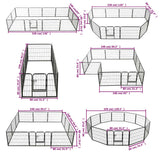 NNEVL Dog Playpen 12 Panels Steel 80x60 cm Black