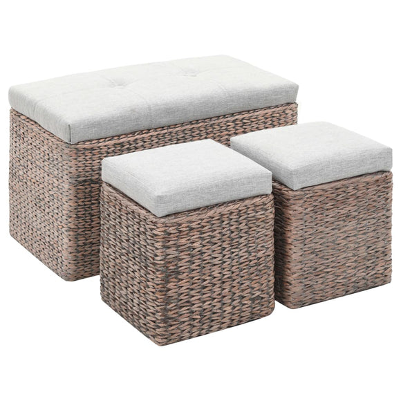 NNEVL Bench with 2 Ottomans Seagrass Grey