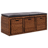 NNEVL Bench with 3 Baskets Seagrass 105x40x42 cm Brown
