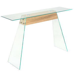 NNEVL Console Table MDF and Glass 120x30x76 cm Oak Colour